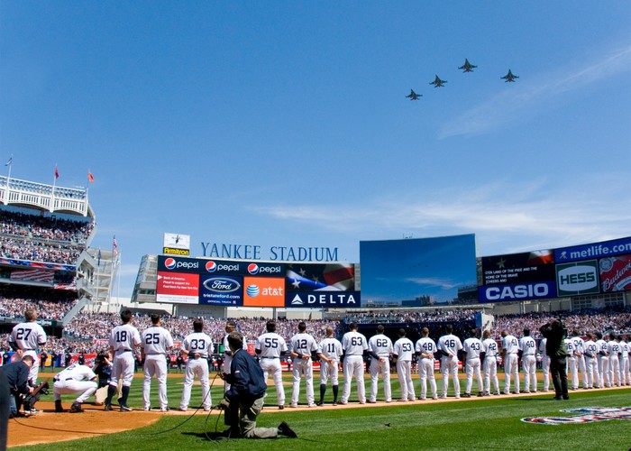 yankee stadium opening day fly over